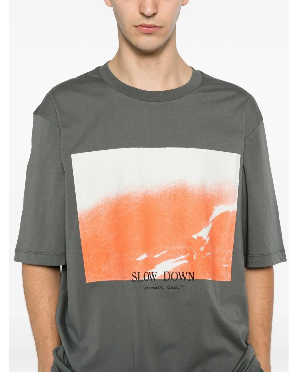 Oamc Peacemaker Gray Slow Down Graphic-Print T-Shirt for men
