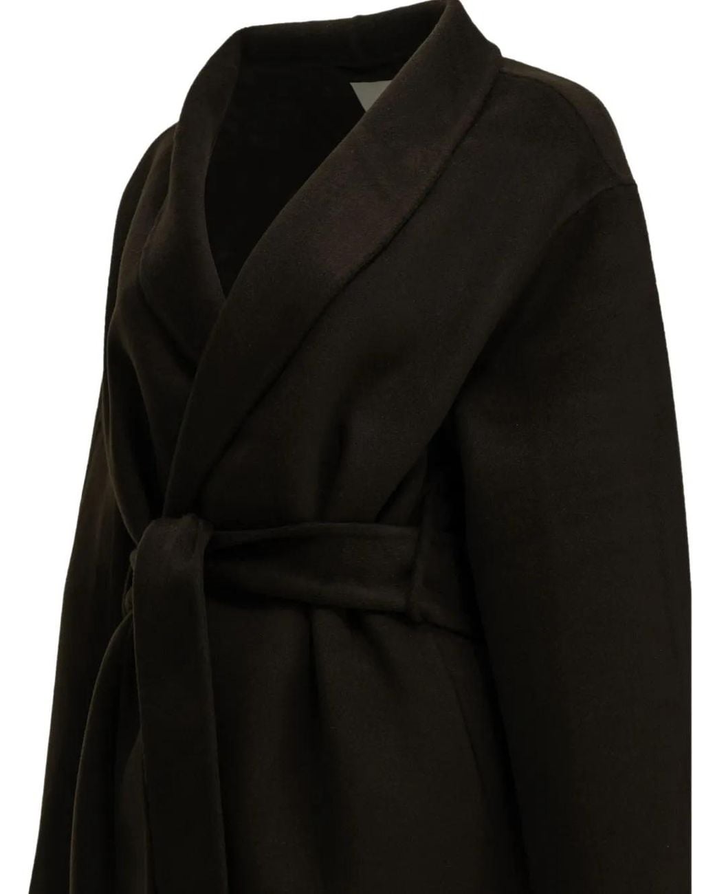Almada Label Black Mara Belted Shawl-Lapel Coat