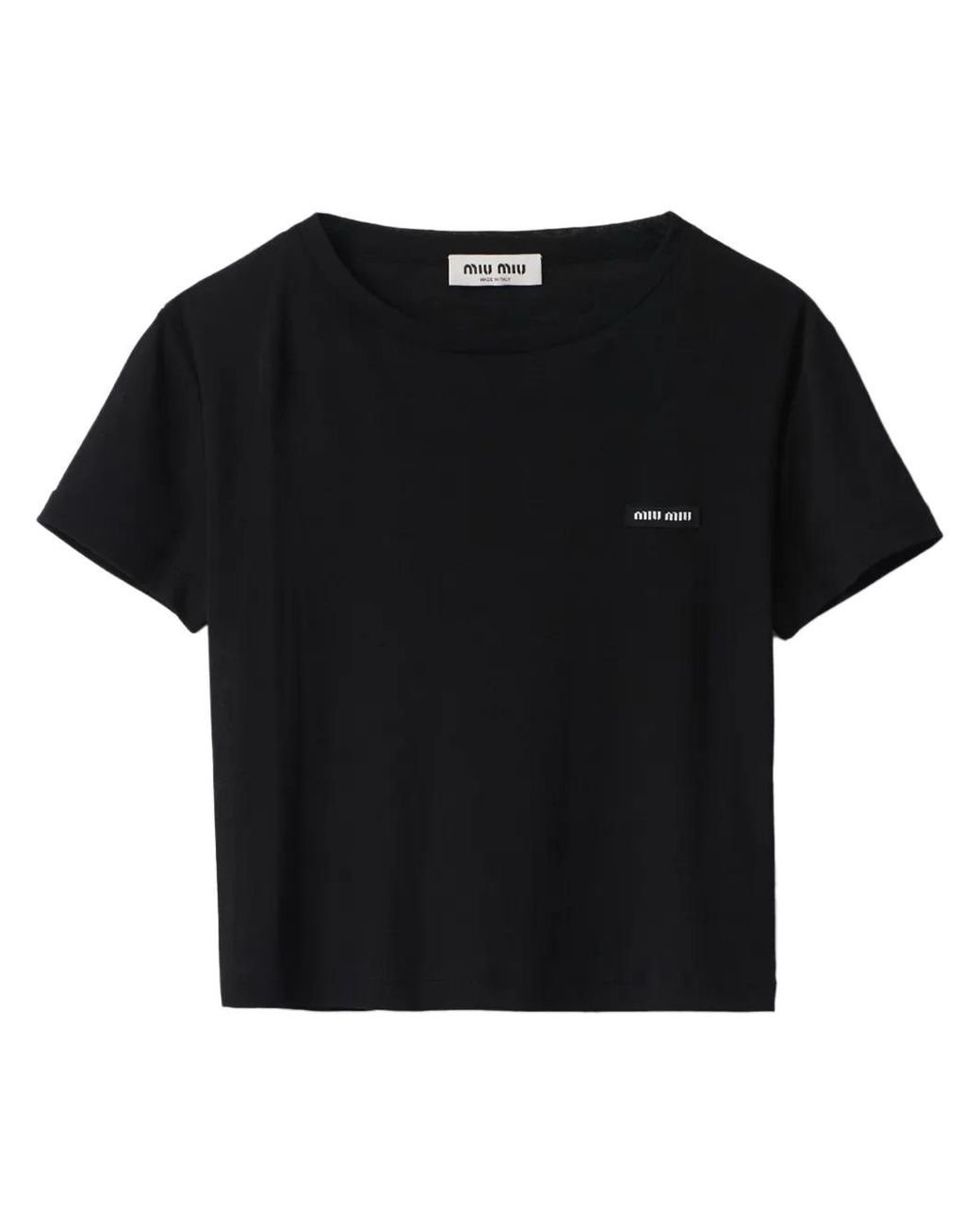Miu Miu Black Logo-Patch Short-Sleeve T-Shirt