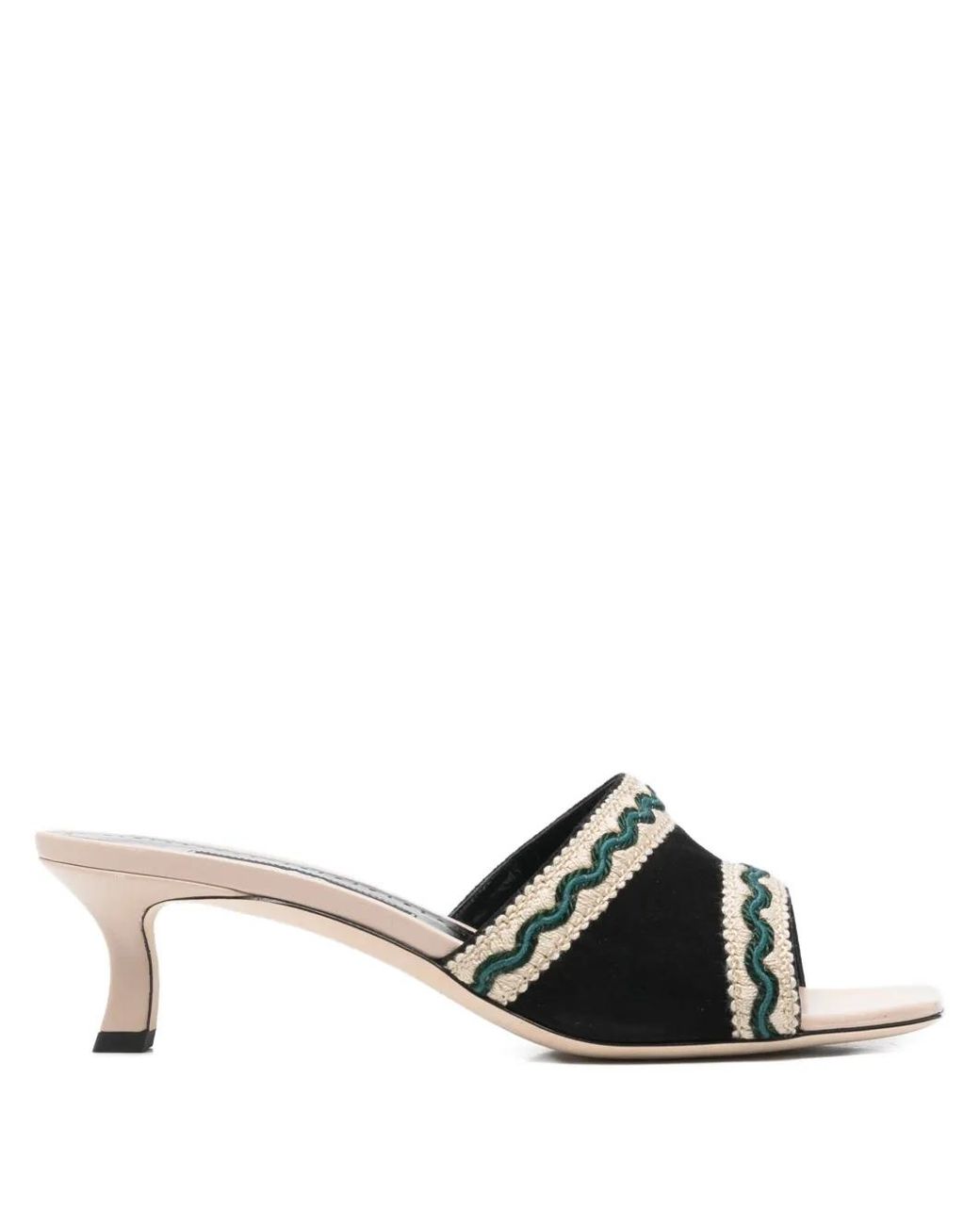 Manolo Blahnik Black 50Mm Marebis Embroidered Sandals