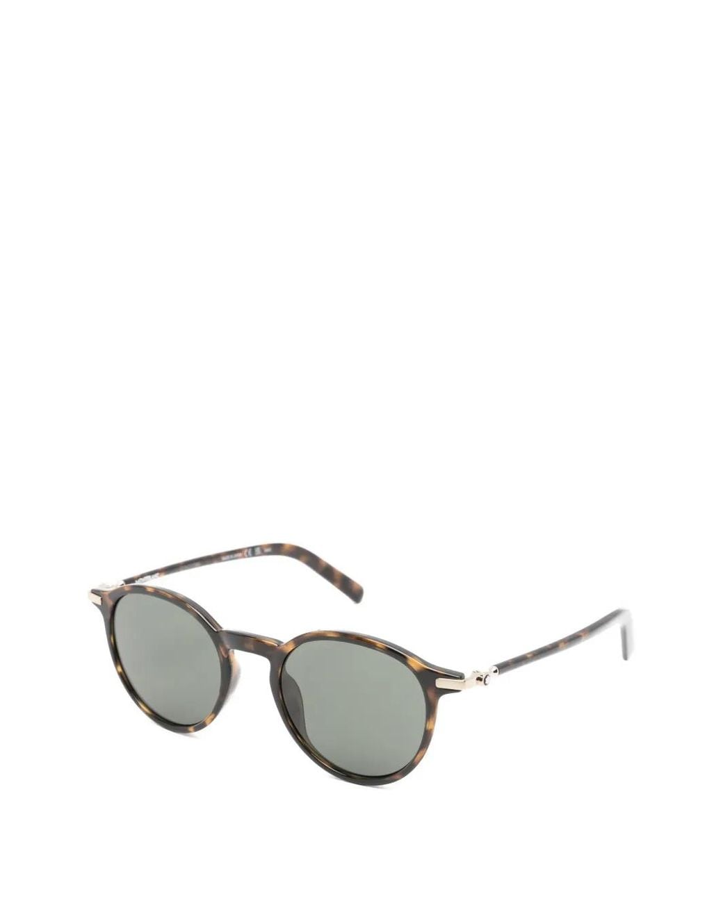 MONT BLANC EYEWEAR Gray Round-Frame Tortoiseshell-Effect Sunglasses