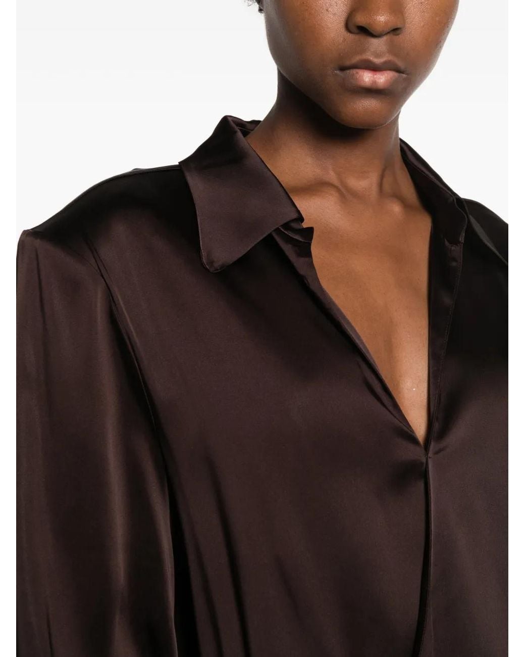 Carla G Brown Satin-Finish Side-Slit Maxi Dress