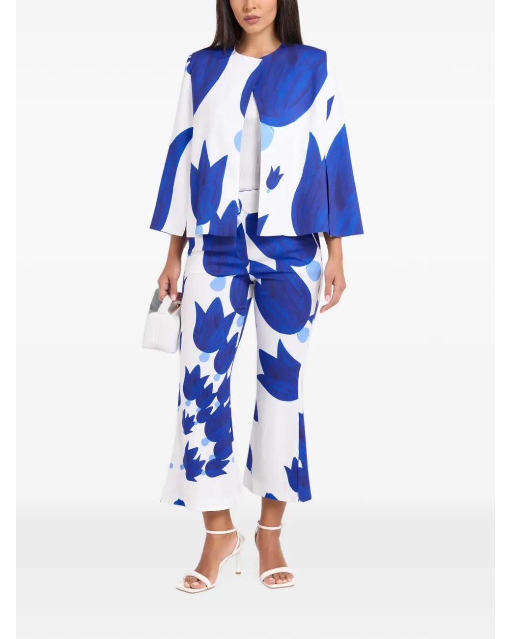 Themis Z Blue Theano Patterned Cape Coat
