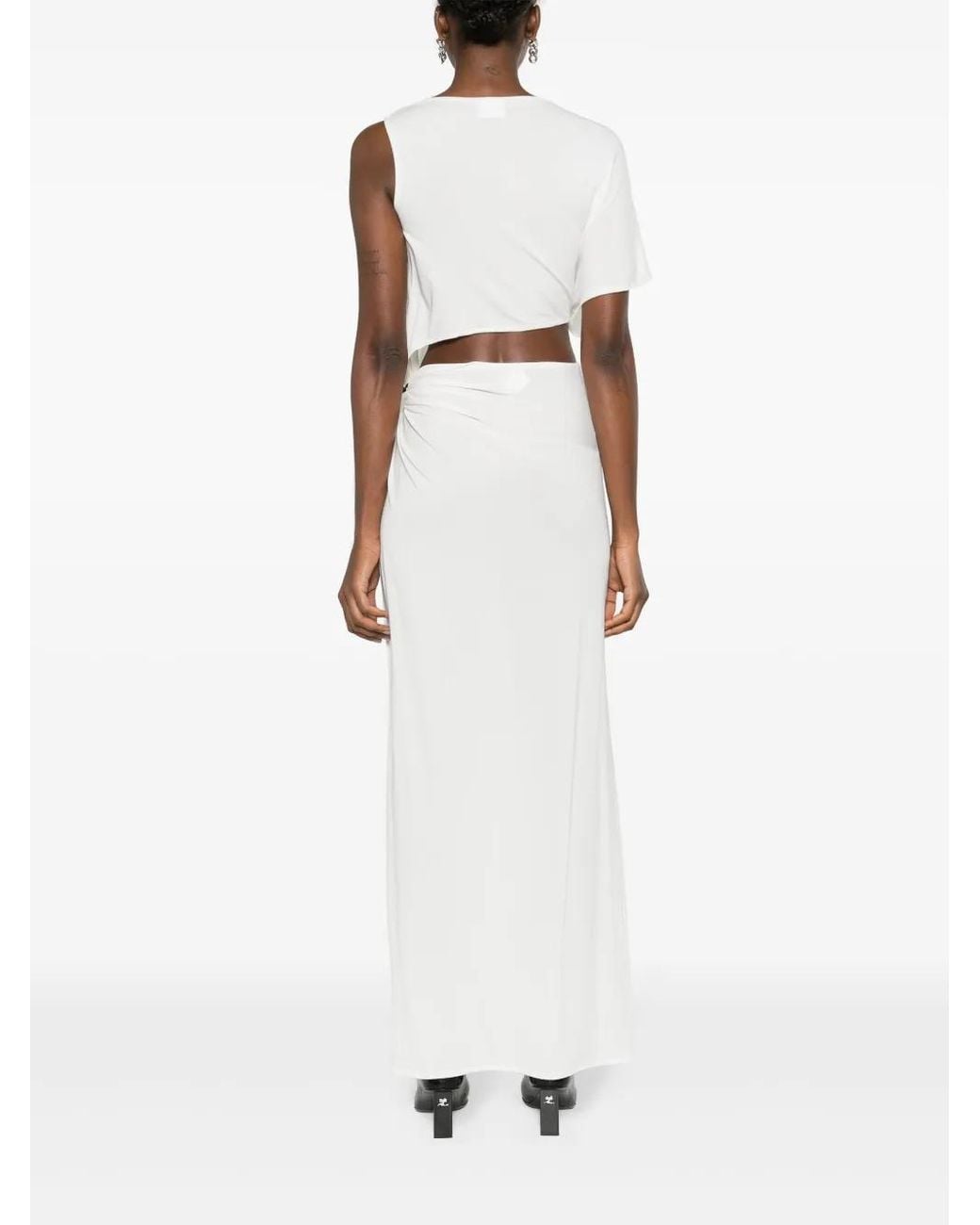 Courreges White Heritage Stretch-Jersey Crepe Asymmetric Dress