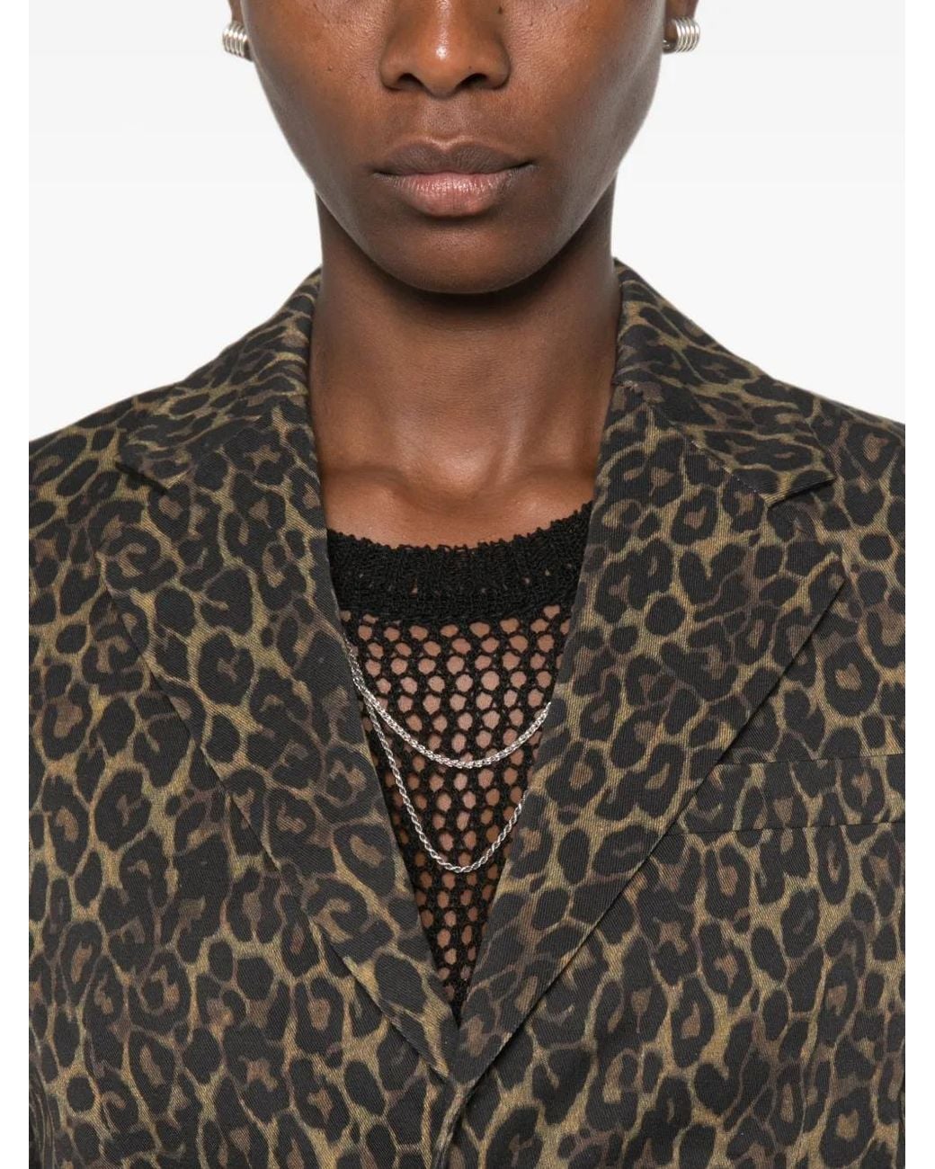 R13 Brown Leopard-Print Buttoned Blazer