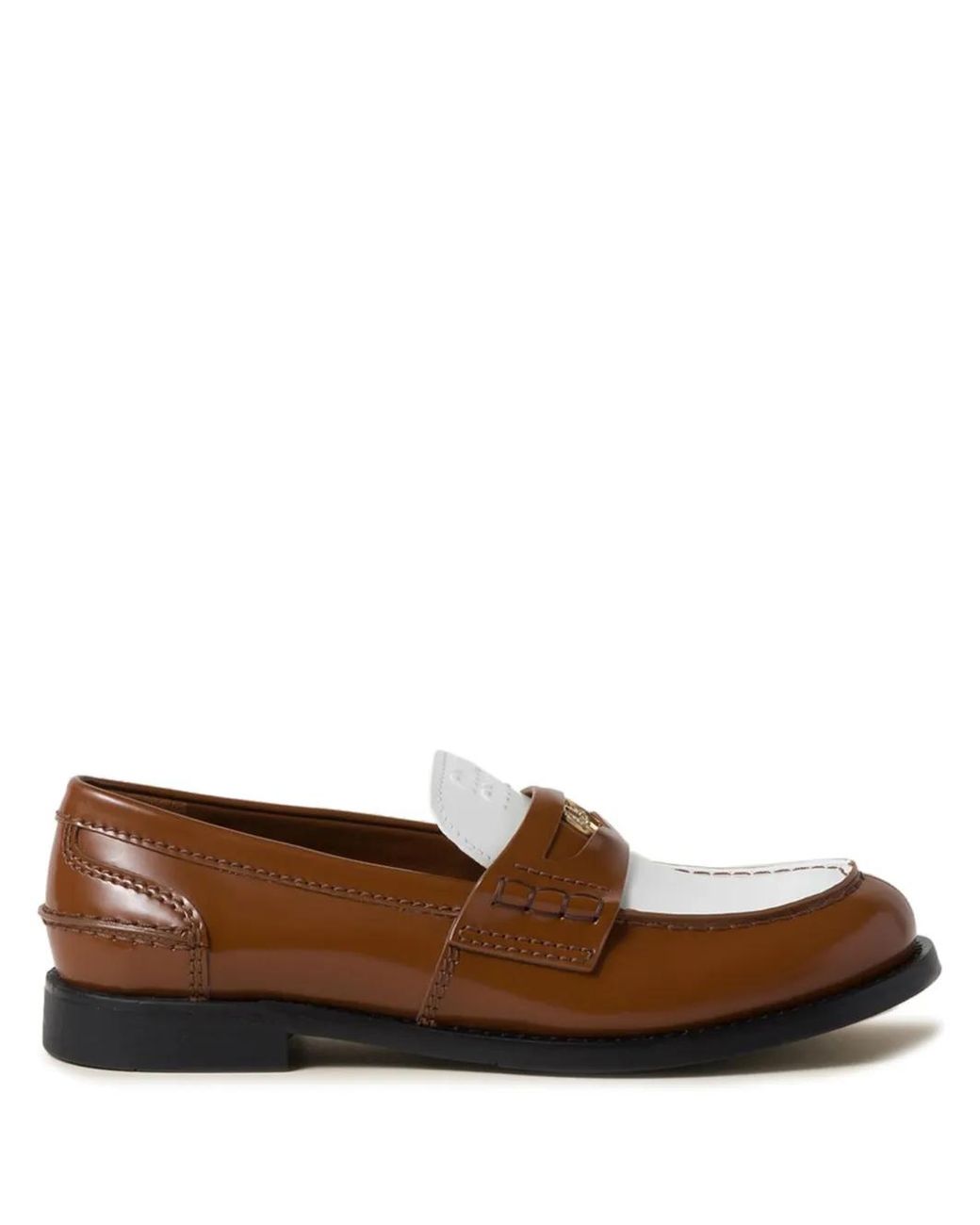 Miu Miu Brown Mocassini Spazzolato Bicolore