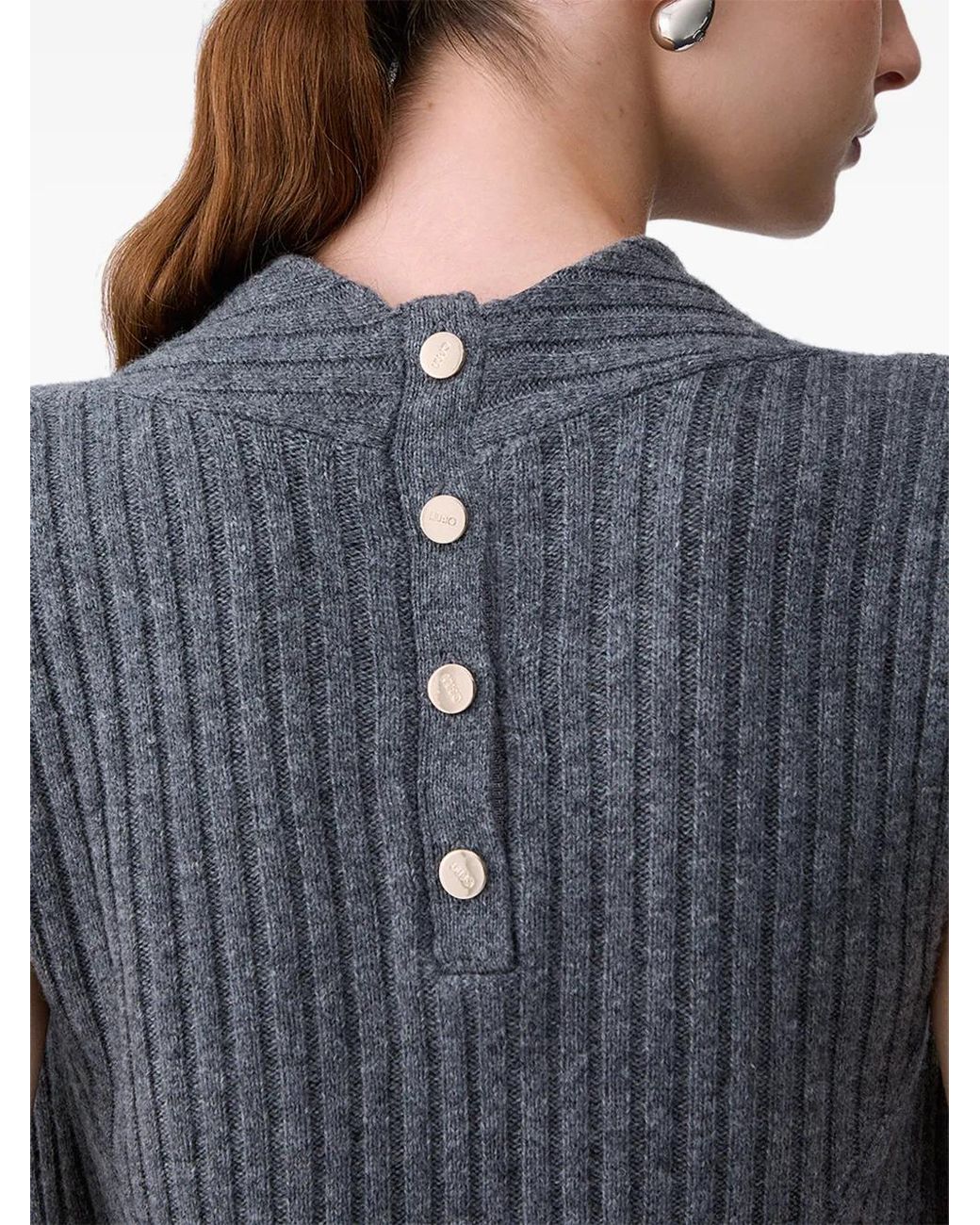 Liu Jo Blue Ribbed Wool Top