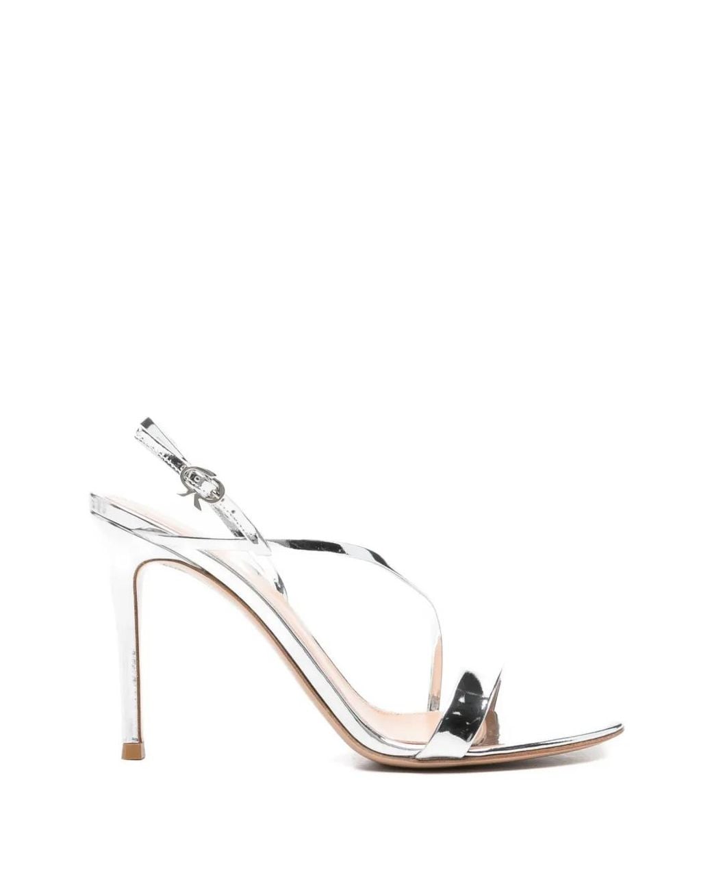 Gianvito Rossi White Calf Leather Metal Shoes Sandals