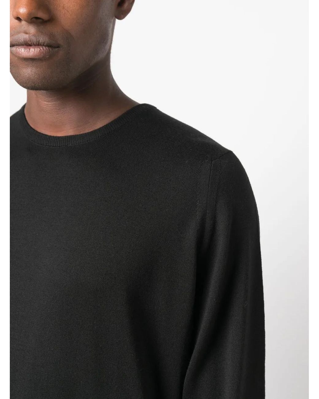 John Smedley Black Farhill Virgin Wool Jumper for men