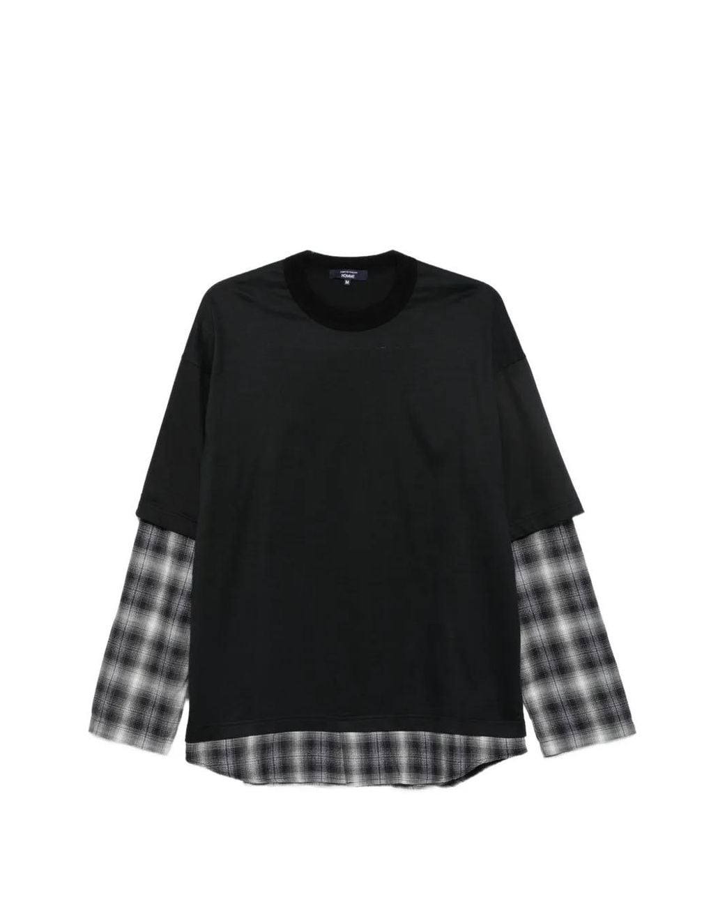 Comme des Garçons Black Layered-Design Check-Pattern T-Shirt for men