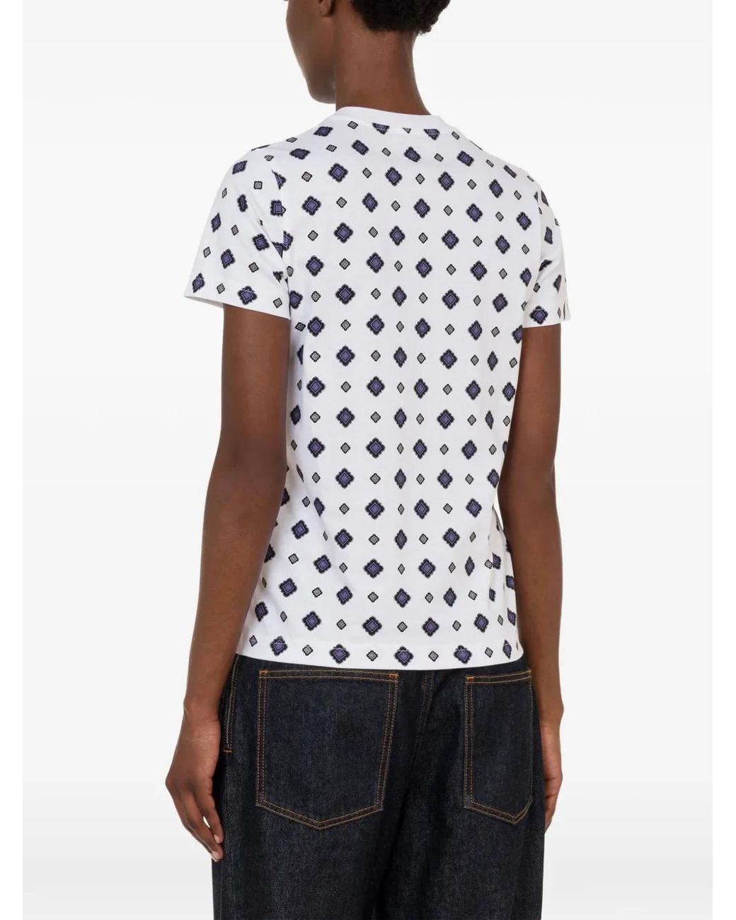 Moschino White T-Shirt À Motif Géométrique