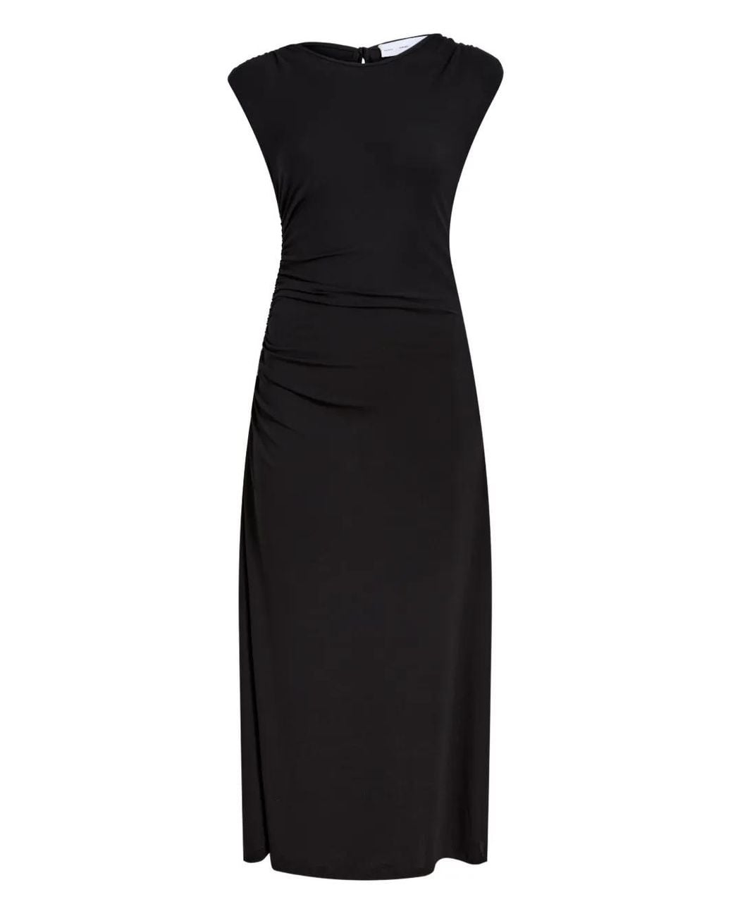 Proenza Schouler Black Mimi Gathered-Shoulder Midi Dress