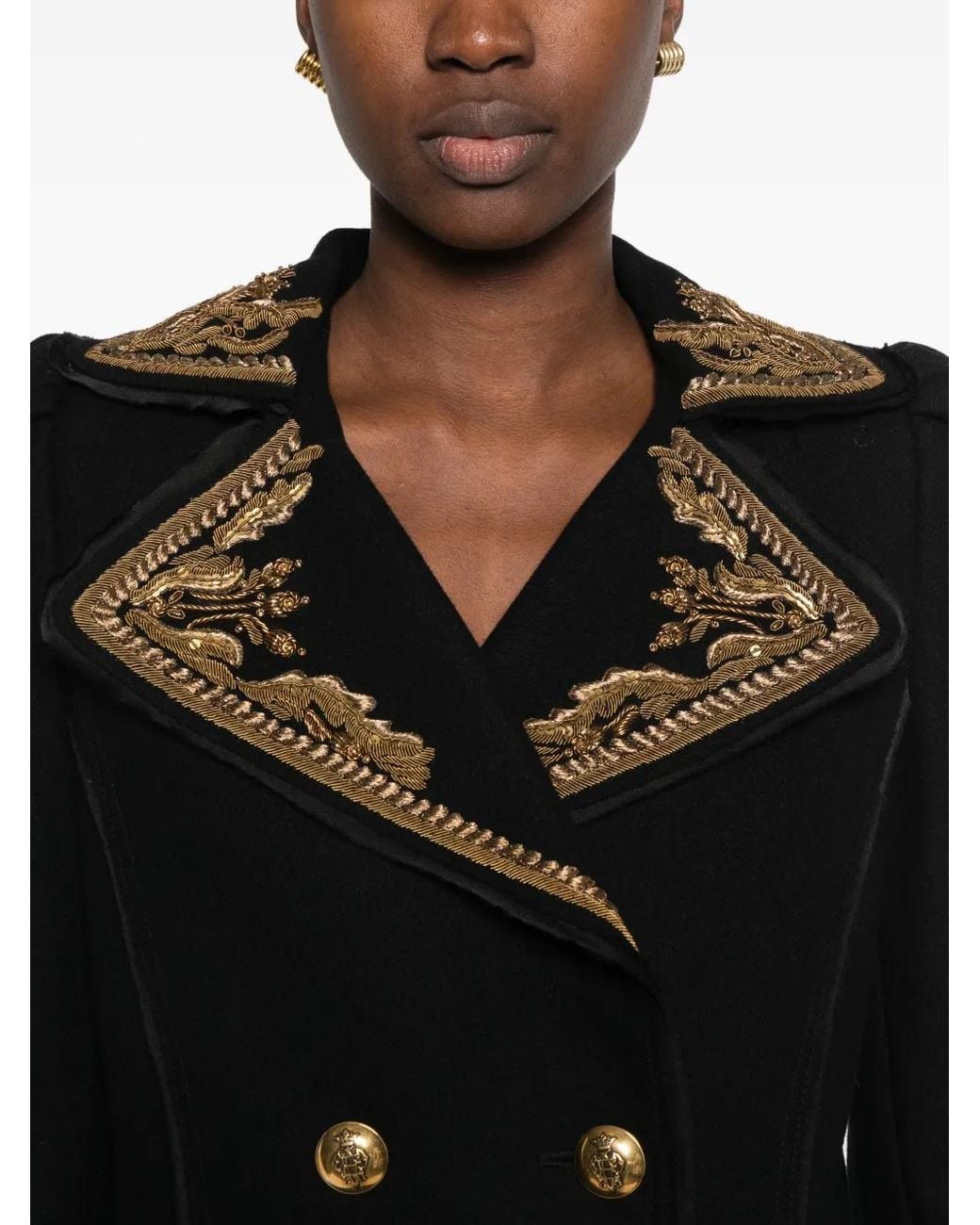 Emilio Pucci Black Embellished Double-Breasted Coat