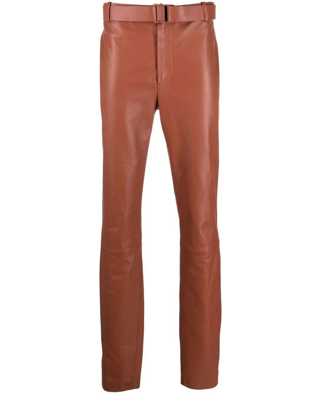Off-White c/o Virgil Abloh Red Lea Buckled Leather Trousers for men