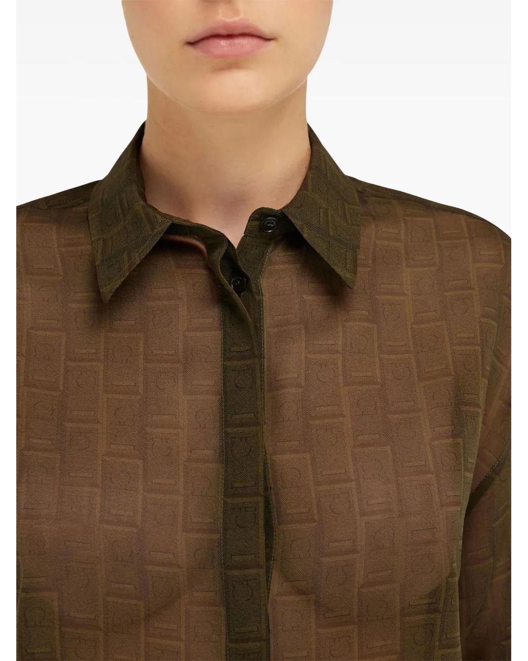 Ferragamo Blouse Met Monogram in het Green