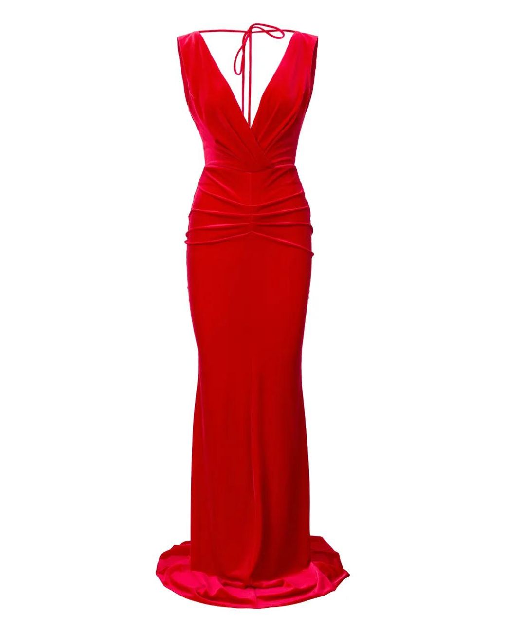 Lita Couture Red Vianne V-Neck Maxi Dress