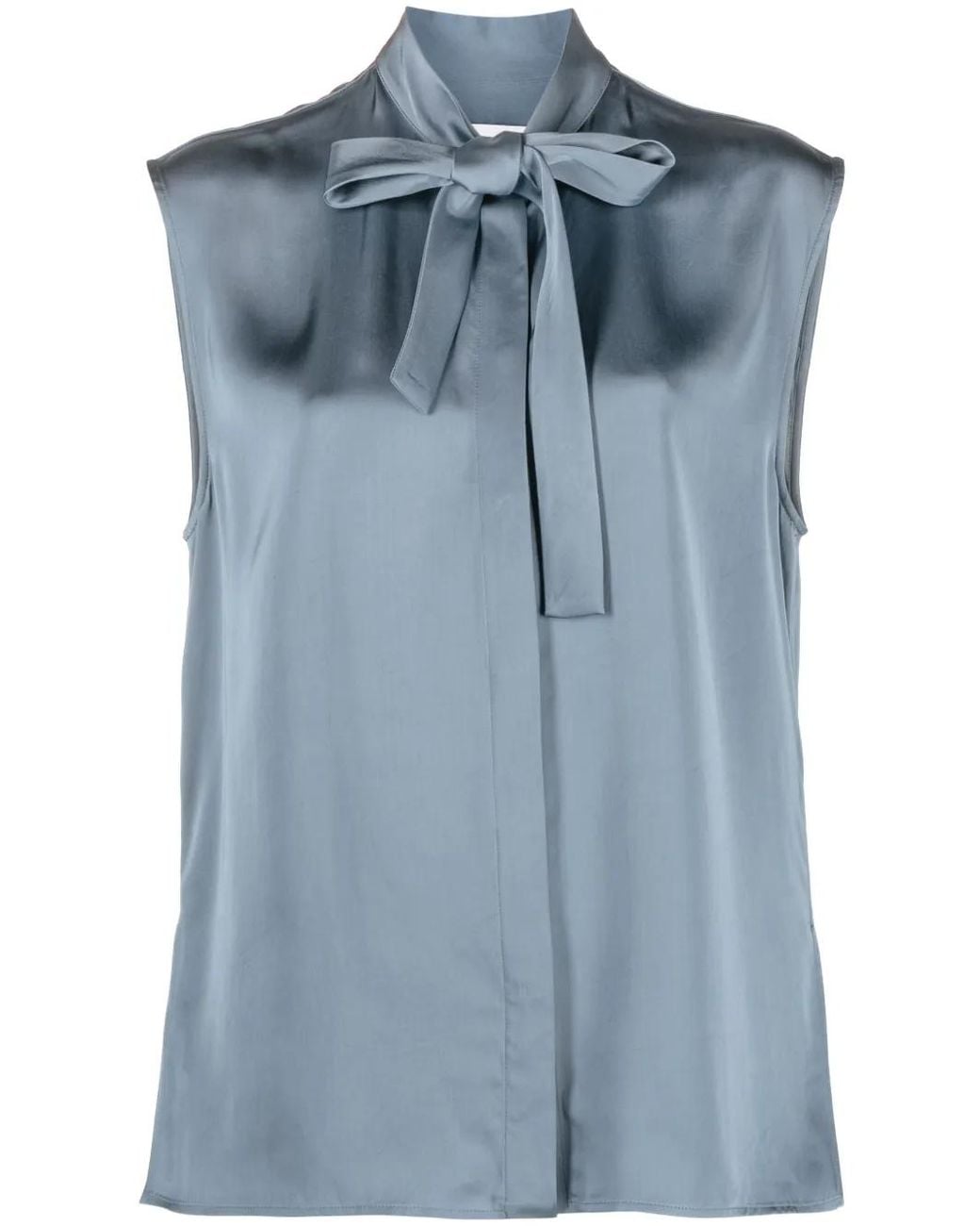 Jil Sander Blue Tie-Fastening Sleeveless Blouse