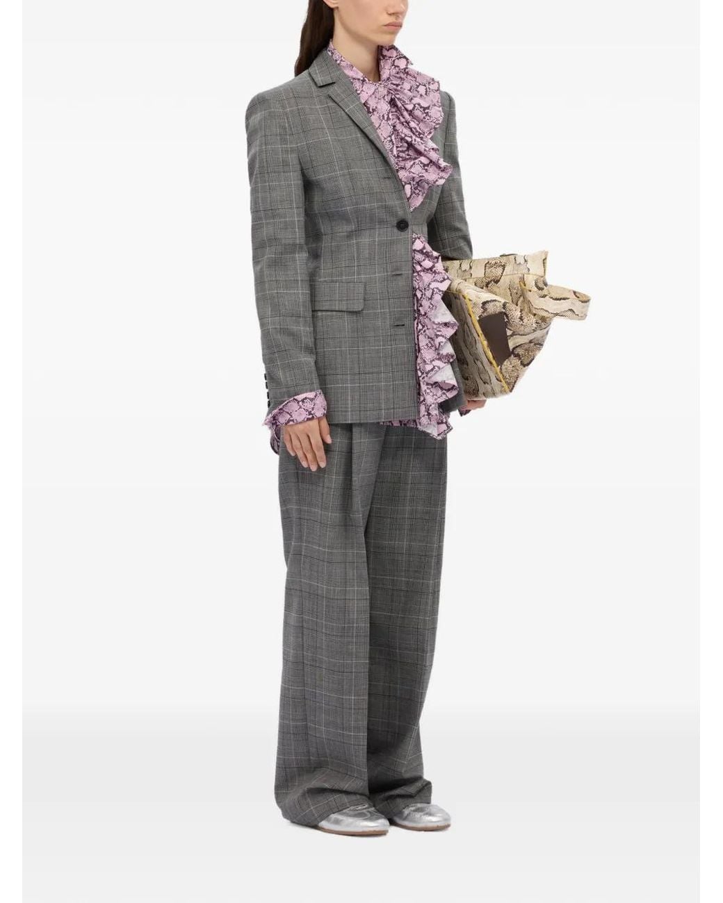 MSGM Gray Checked Blazer