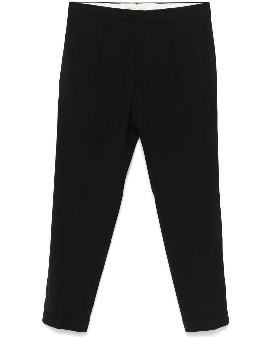 Briglia 1949 Black Tapered Cropped Wool-Blend Trousers for men