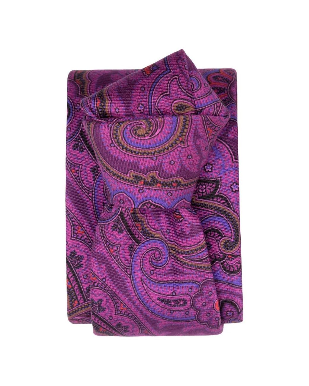 Elizabetta Purple Cosimo Paisley-Print Silk Tie for men