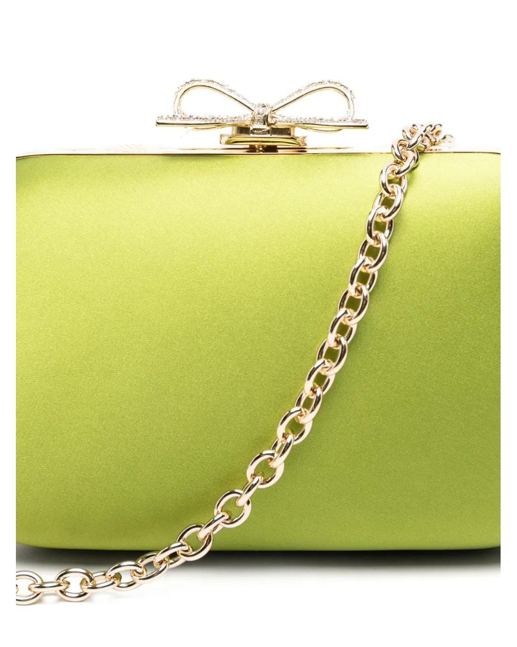 Self-Portrait Green Satin Clutch