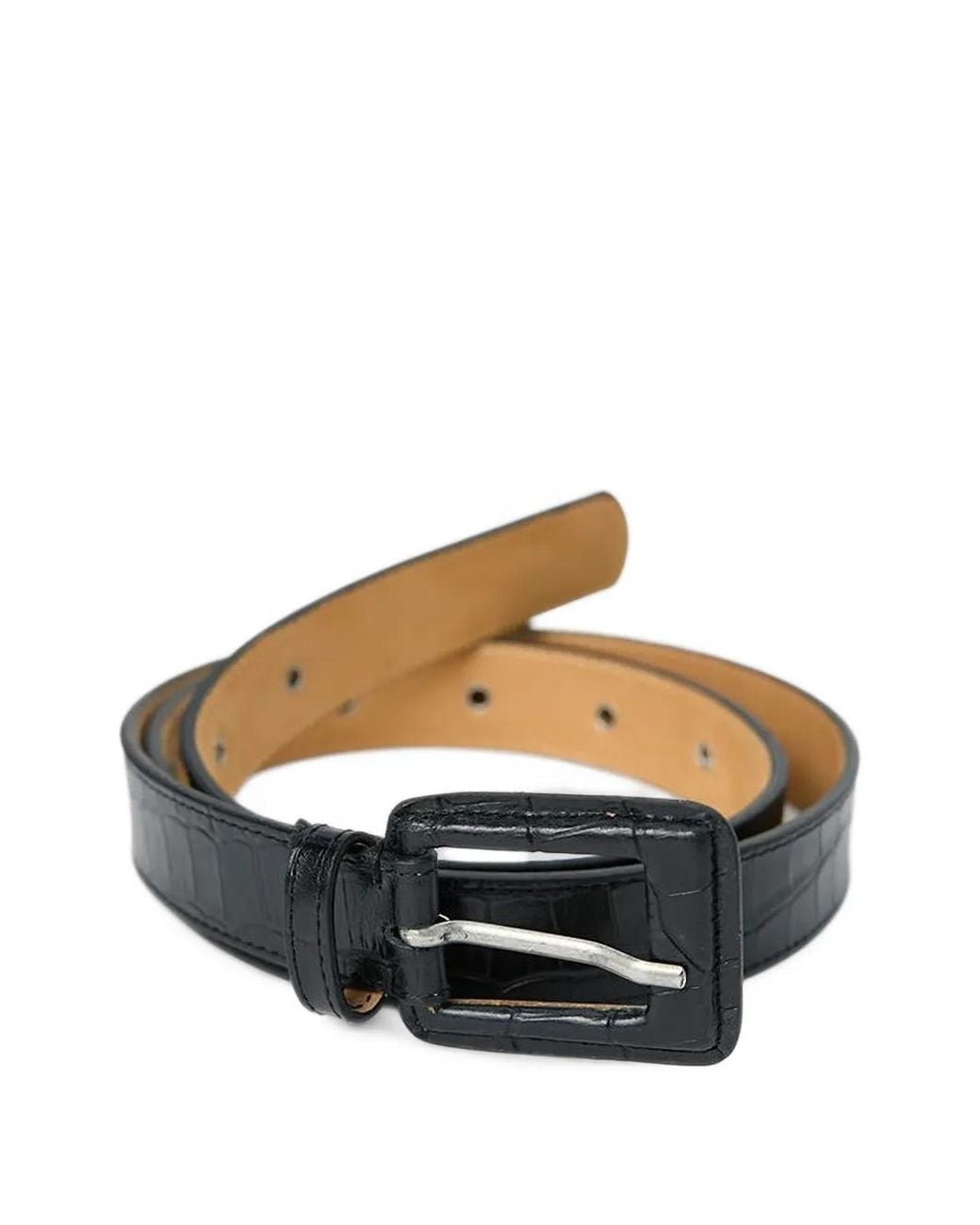 mfpen Black Drivers Crocodile-Effect Leather Belt for men