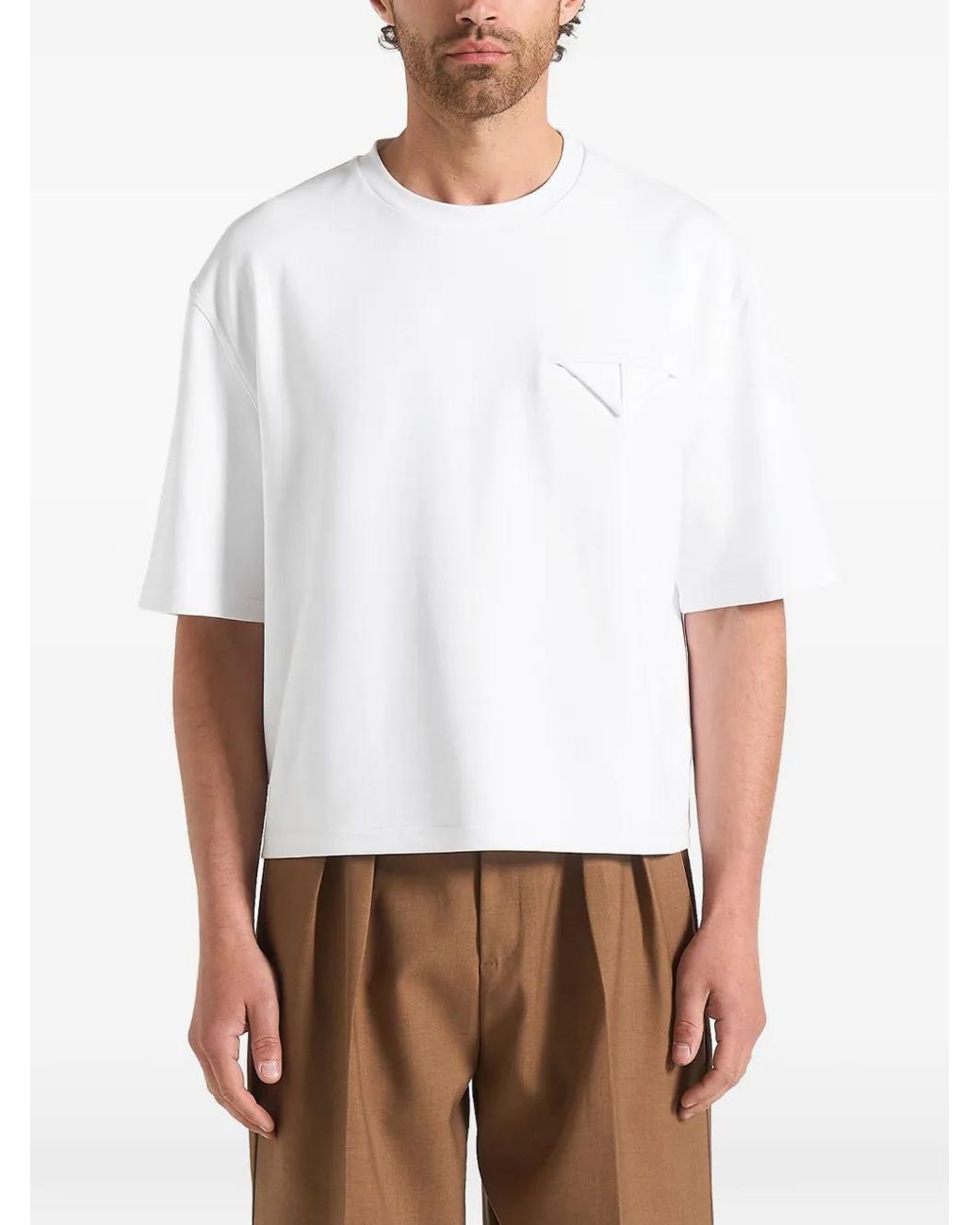 Manière De Voir White Leon Boxy Cropped T-Shirt for men