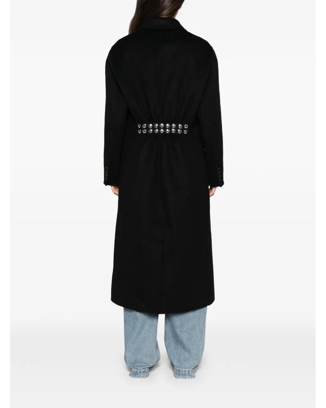 Sandro Black Double-Faced Coat With Studs