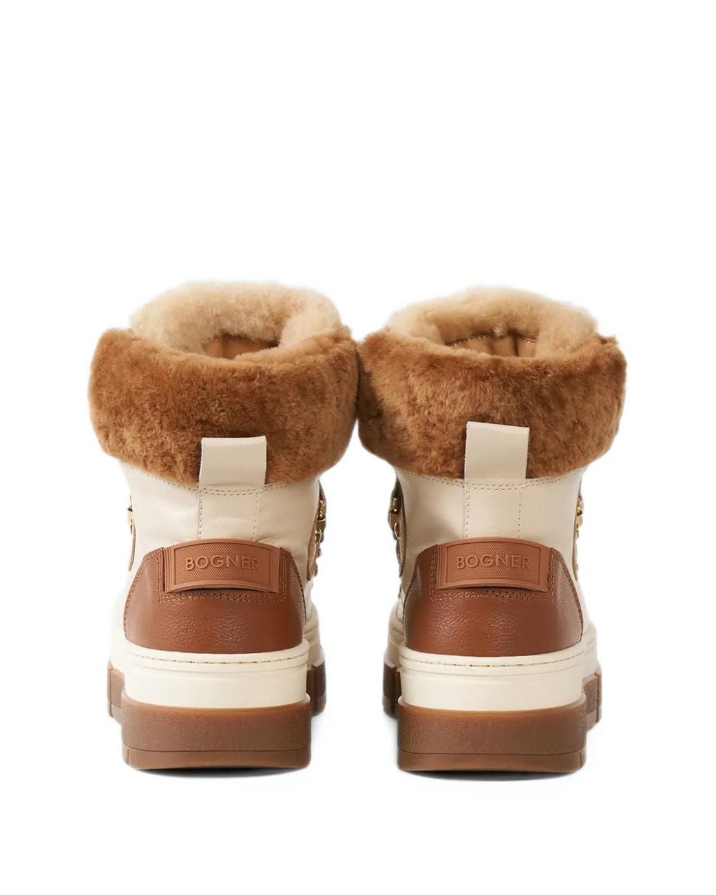 Bogner Brown Vaduz Shearling-Trim Lace-Up Ankle Boots