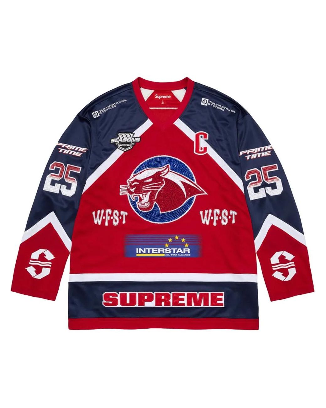 ウェア Supreme Rhinestone Basketball Jersey Red Supreme Rhinestone Basketball Jersey (SS19) - $110