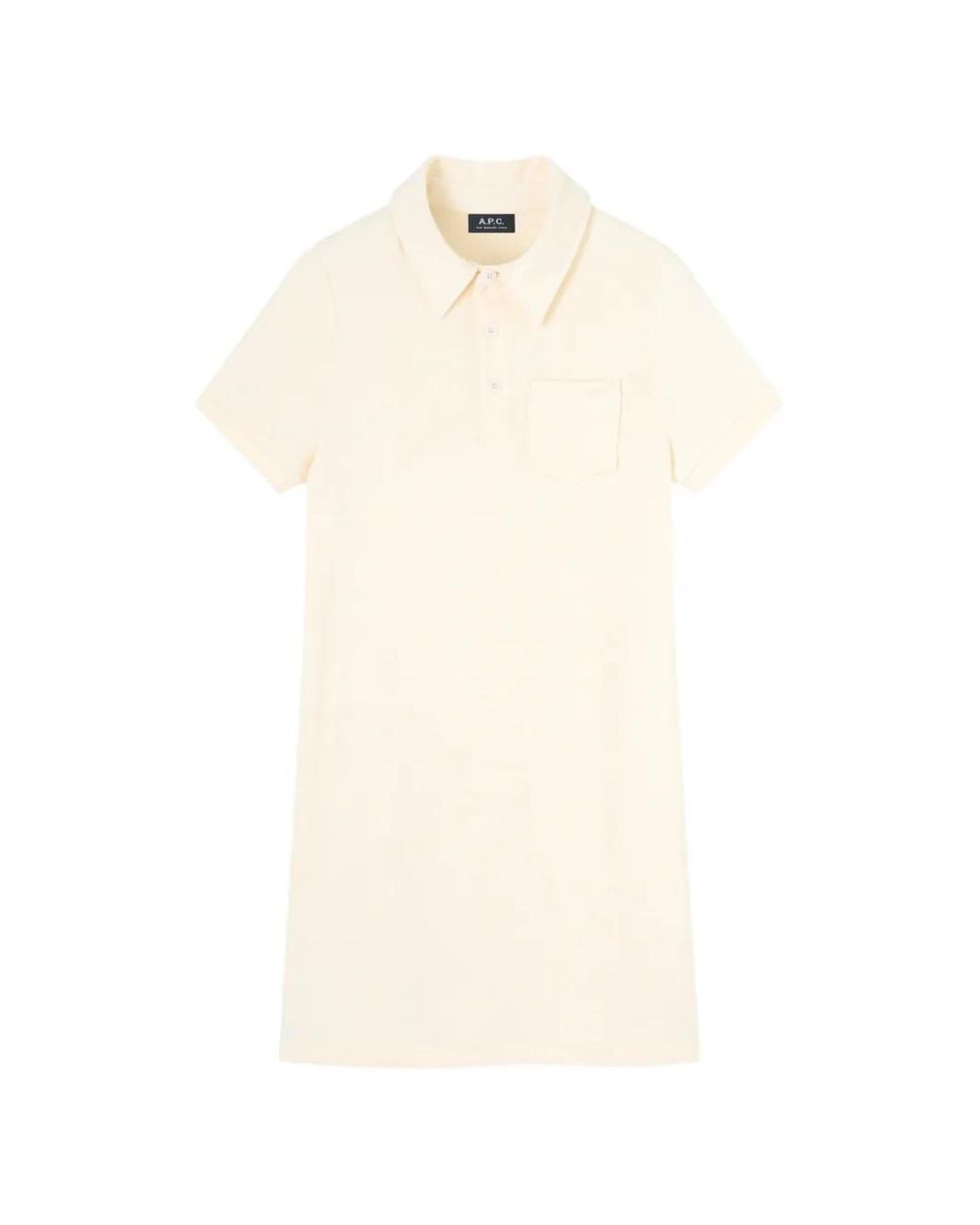 A.P.C. White Pocket Polo-Collar Mini Dress