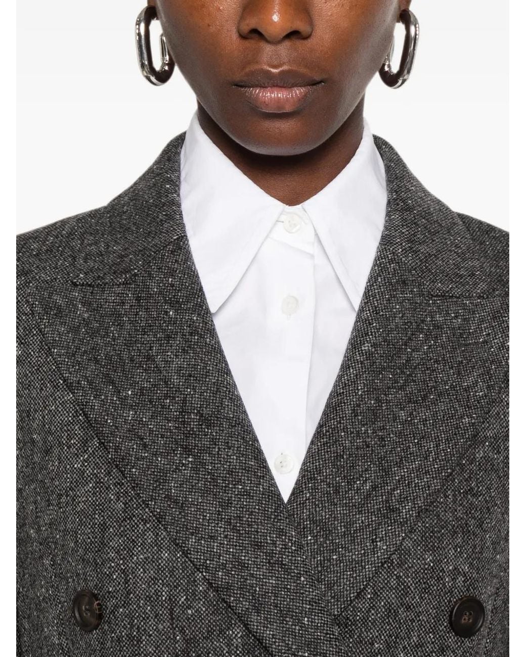 Brunello Cucinelli Gray Double-Breasted Blazer
