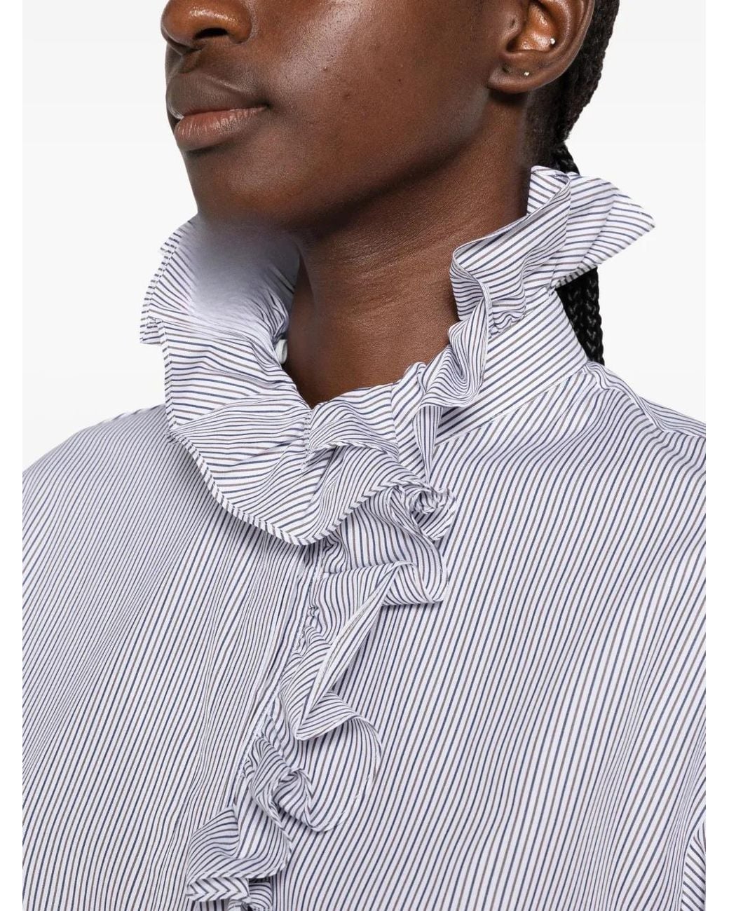 Juun.J Purple Chemise Rayée À Volants
