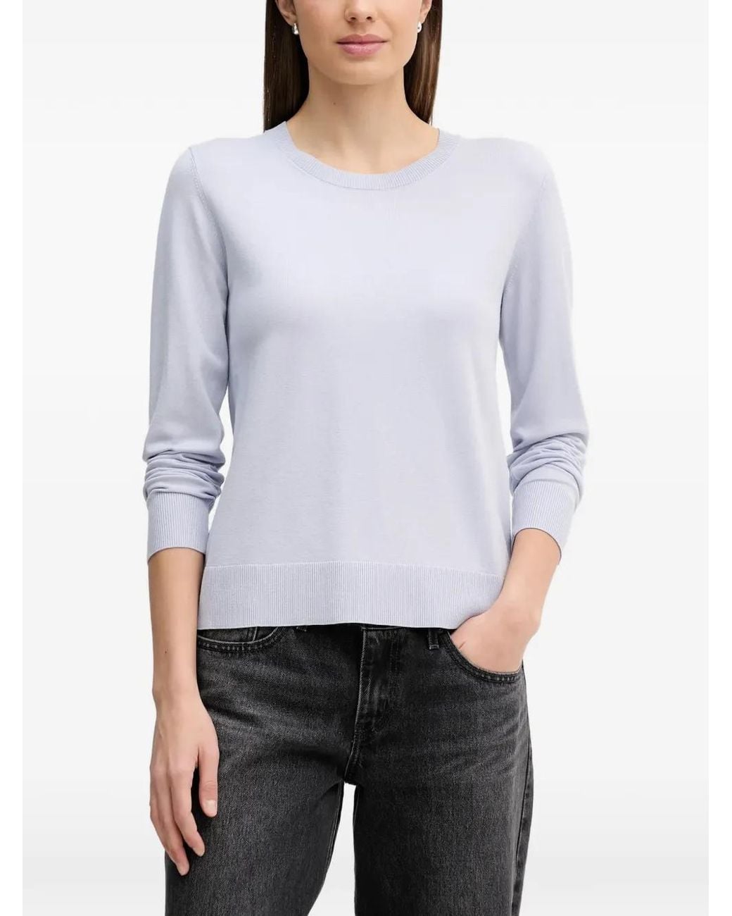 Sisley White Long-Sleeve Crew-Neck Sweater