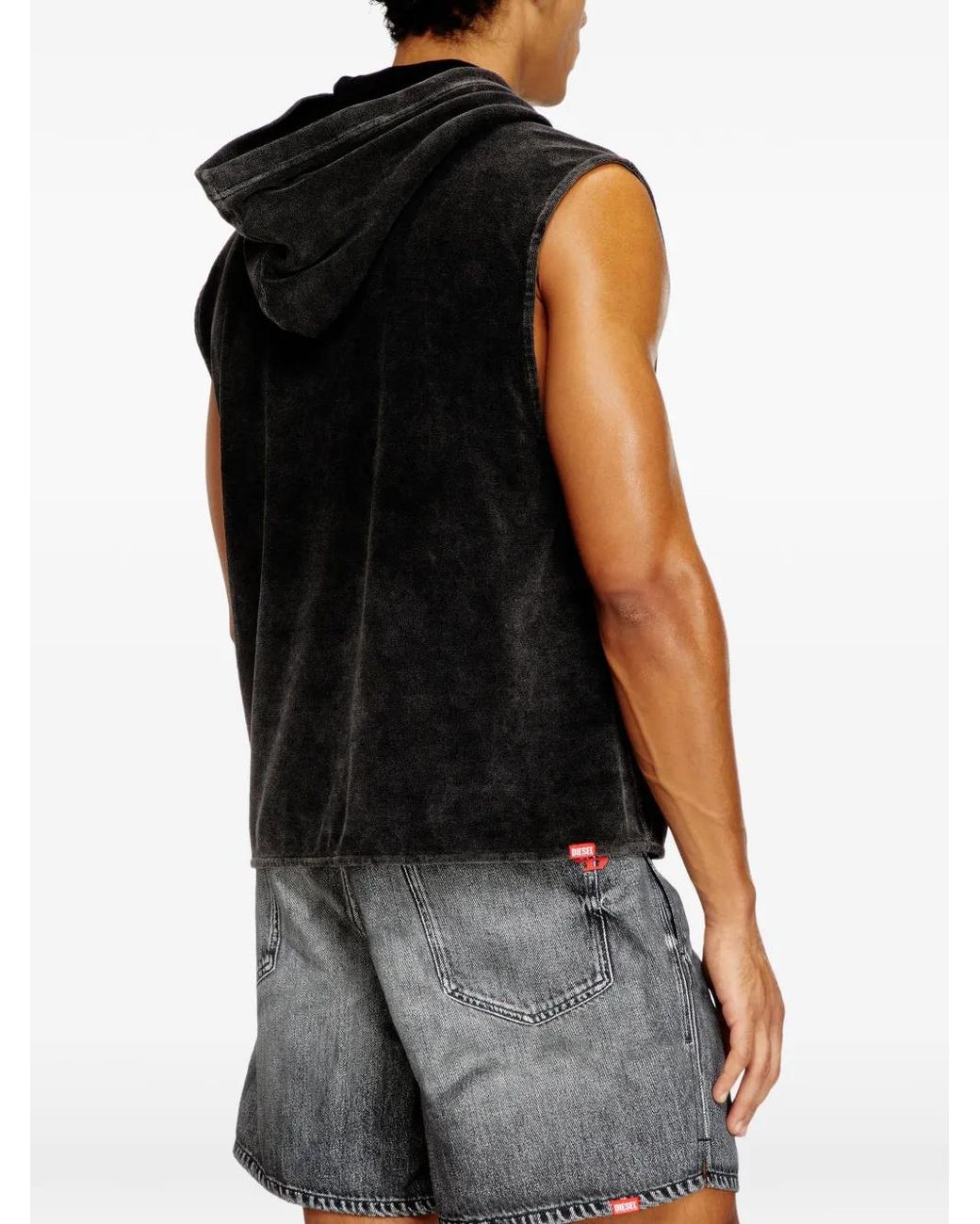 DIESEL Black Aruba-Dnm Embroidered Hoodie for men