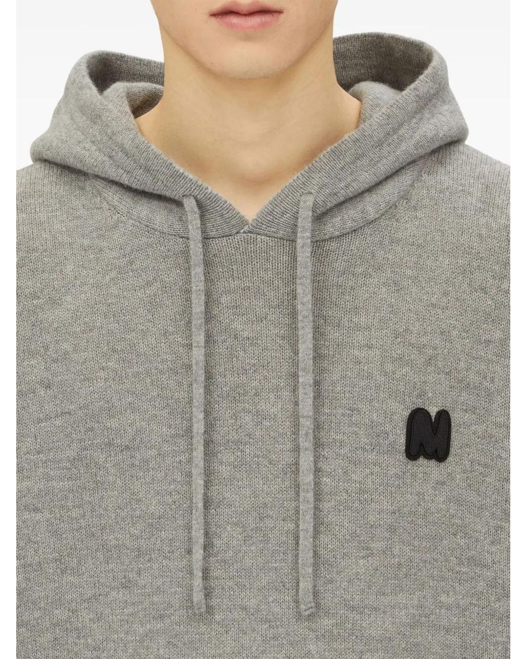 MSGM Gray Logo-Embroidered Hoodie for men