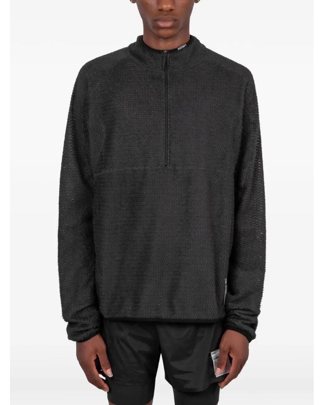 Satisfy Black Fuzzfleece Ad Half-Zip Sweater for men