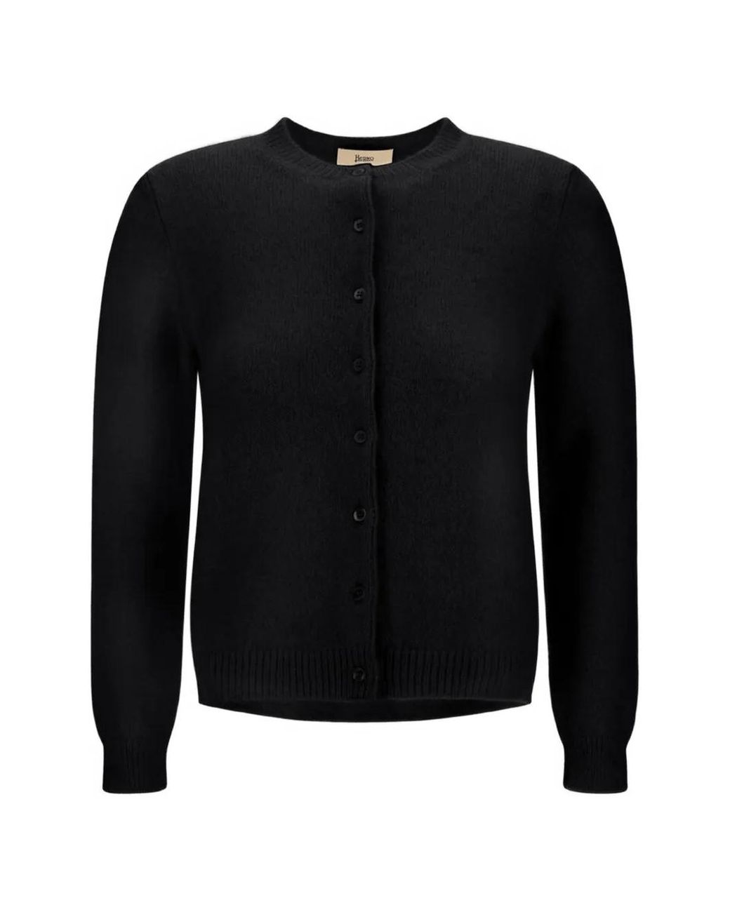Herno Black Stocking-Stitch Brushed Cardigan