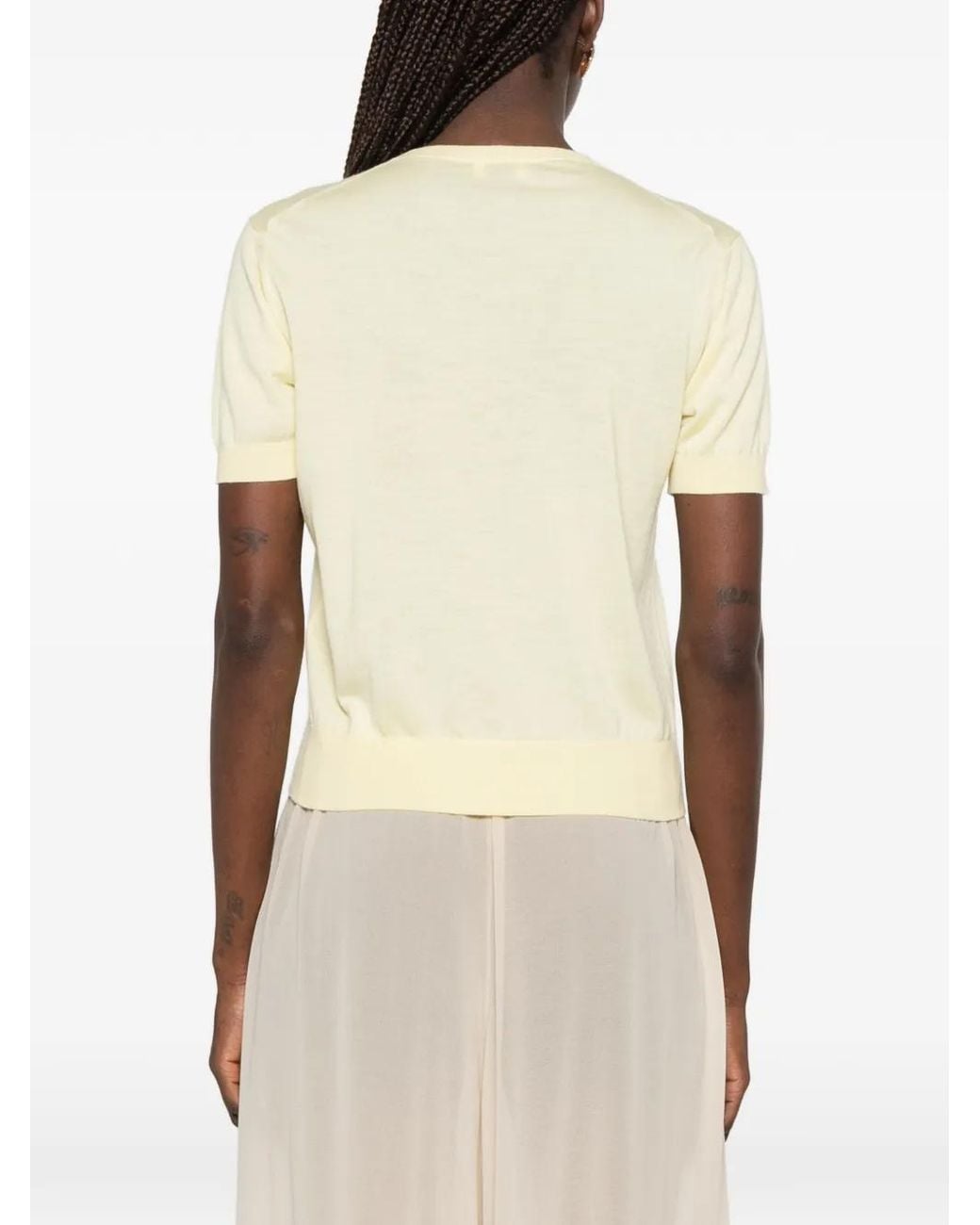Saint Laurent Natural Short-Sleeve Sweater
