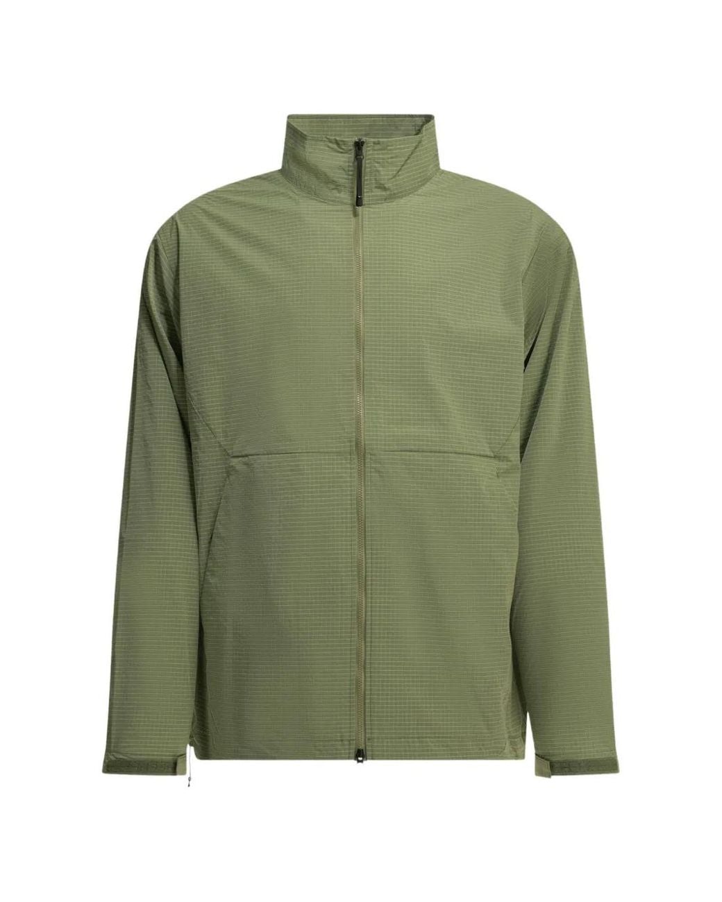Goldwin Green Grid-Pattern High-Neck Windbreaker for men