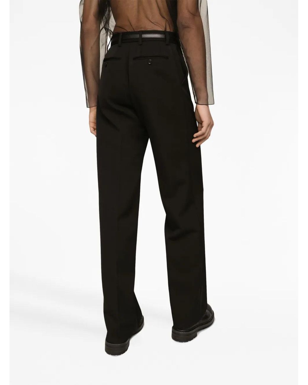 Dolce & Gabbana Black Pressed-Crease Tailored-Cut Trousers for men