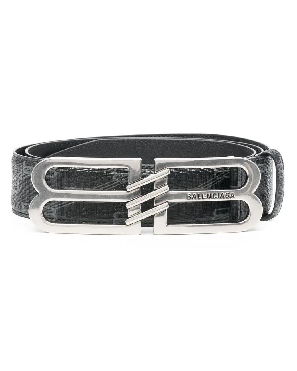 Balenciaga Bb Logo Buckle Belt Black/grey for men
