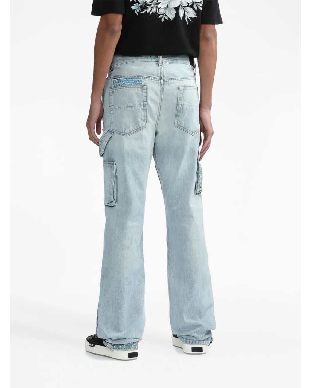Amiri Blue High-Rise Patchwork-Detail Jeans for men