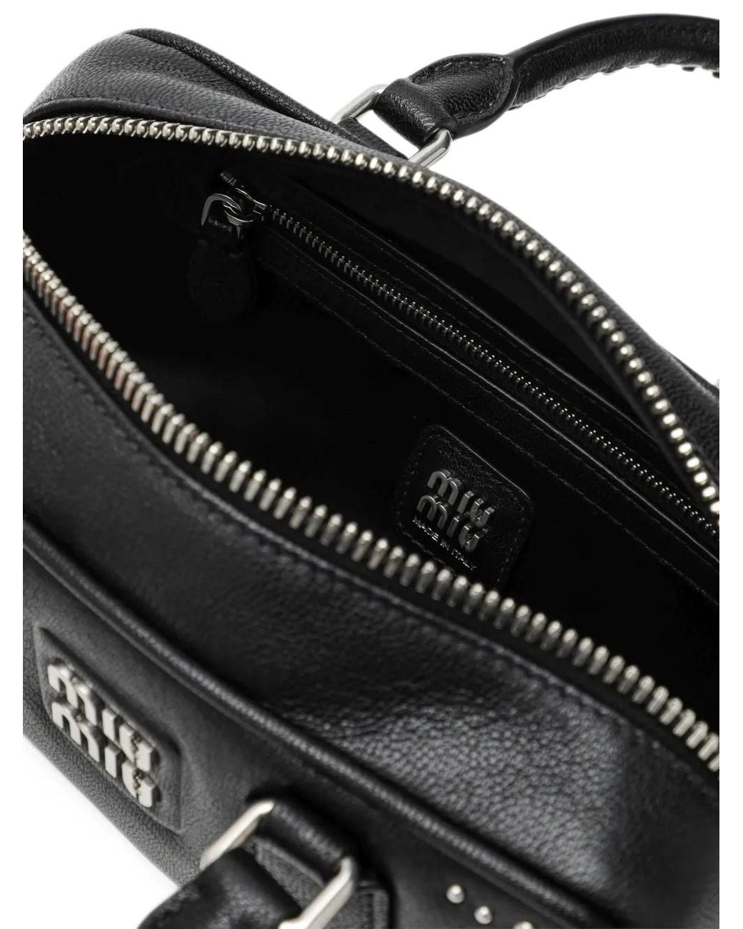 Miu Miu Black Arcadie Studded Leather Bag