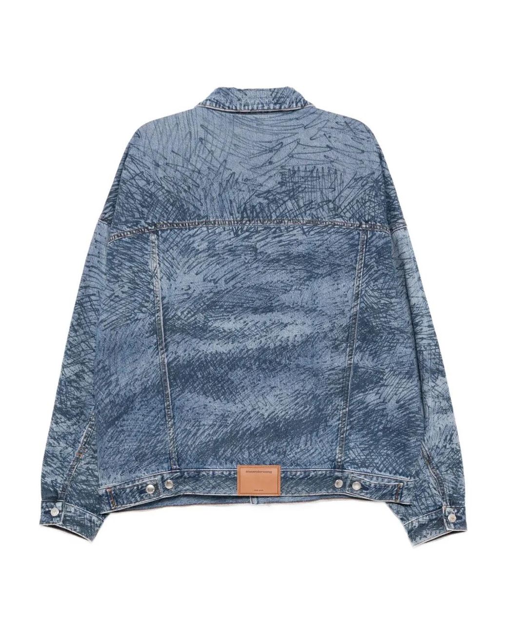 Alexander Wang Blue Marker-Print Denim Jacket for men