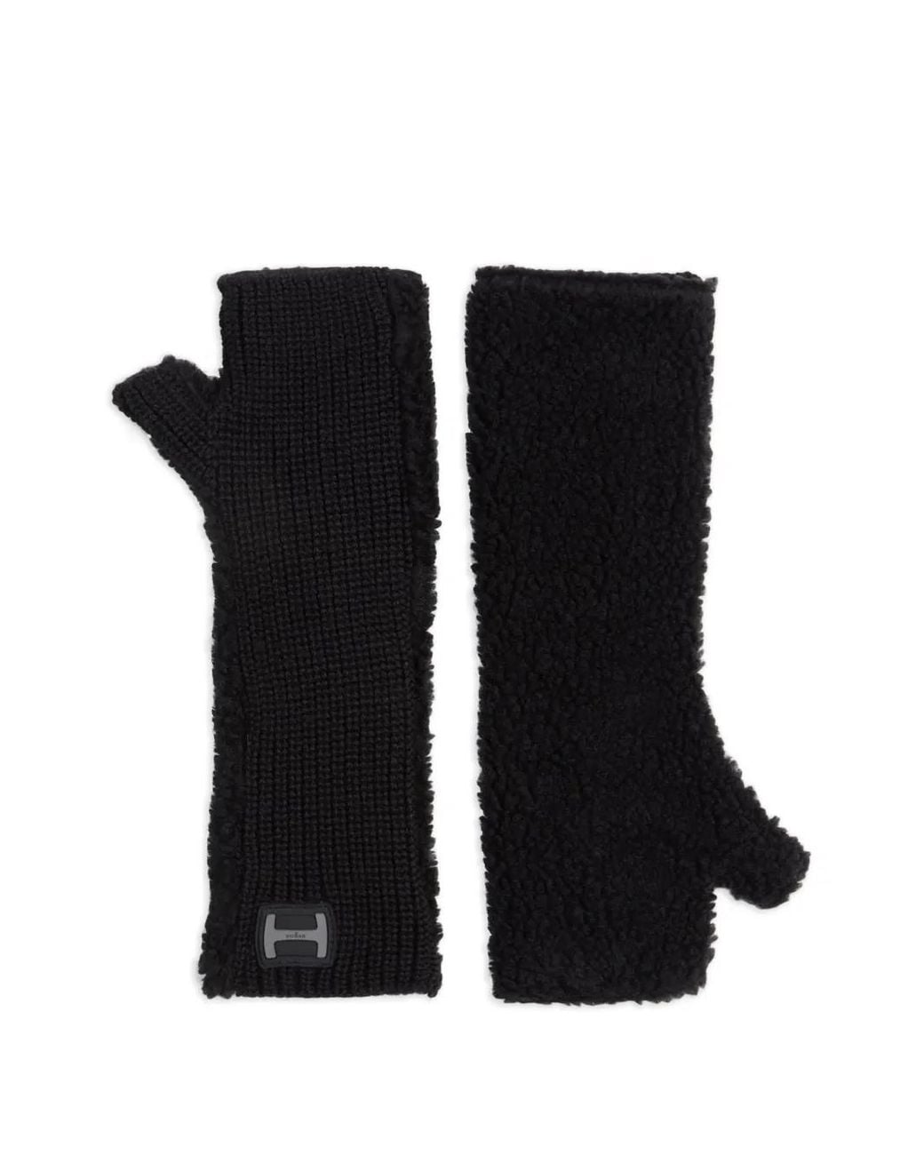 Hogan Black Gants En Maille À Logo