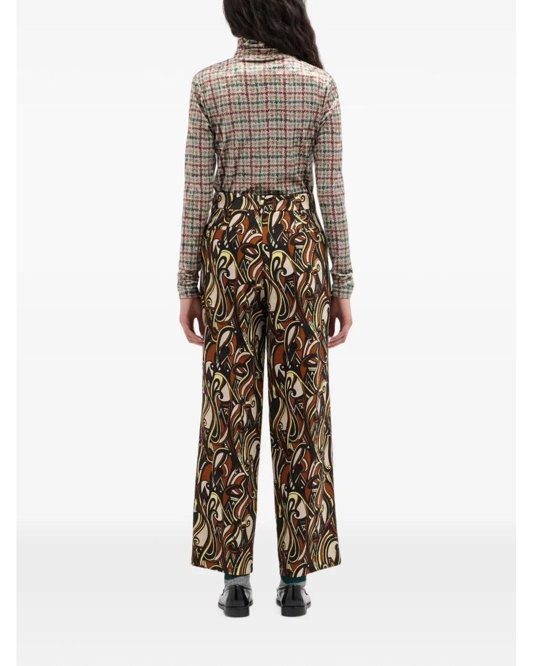 Pierre Louis Mascia Brown Beatex Swirling-Pattern Wool Trousers