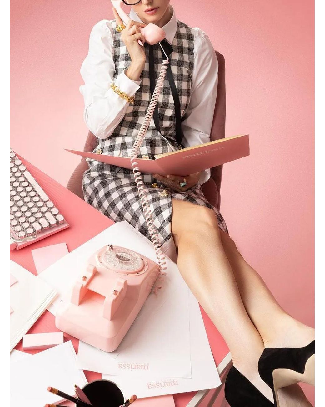 Cara Cara Gray Check-Pattern Sleeveless Top