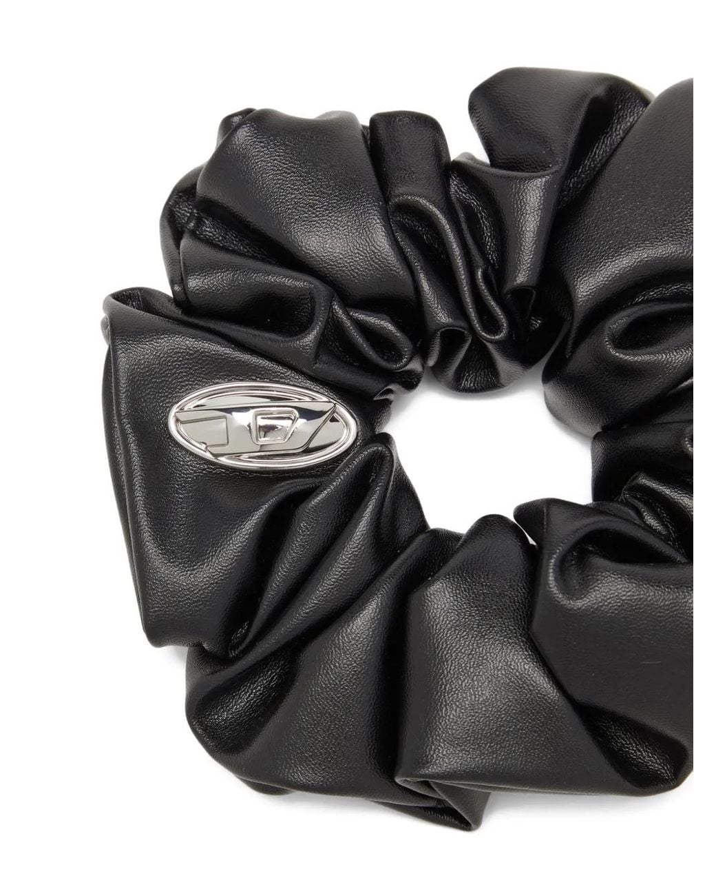 DIESEL Black Logo-Plaque Scrunchie