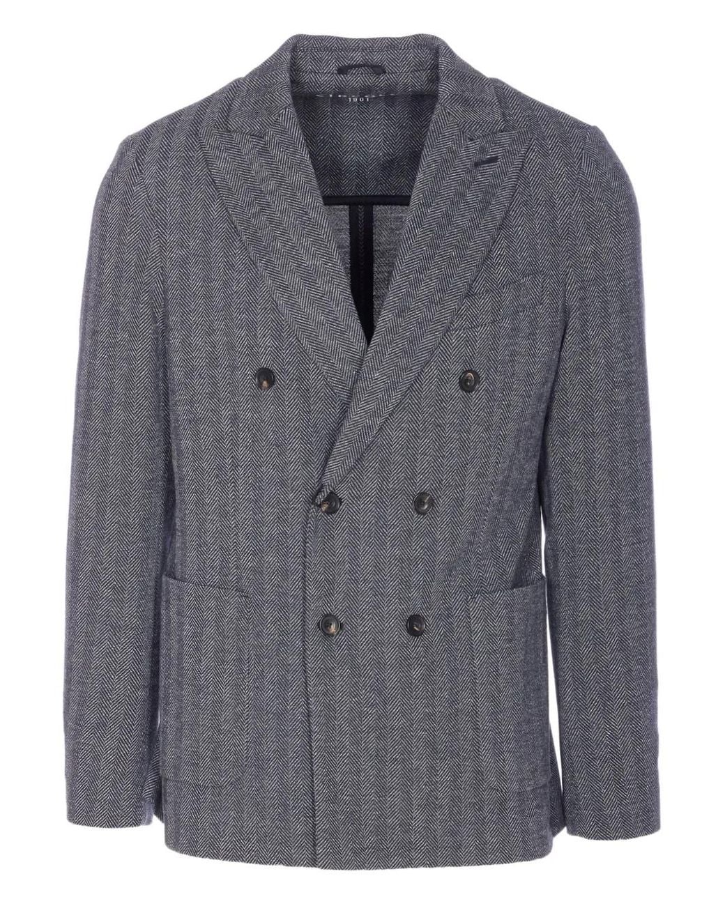 Circolo 1901 Gray Double-Breasted Chevron Jacket for men